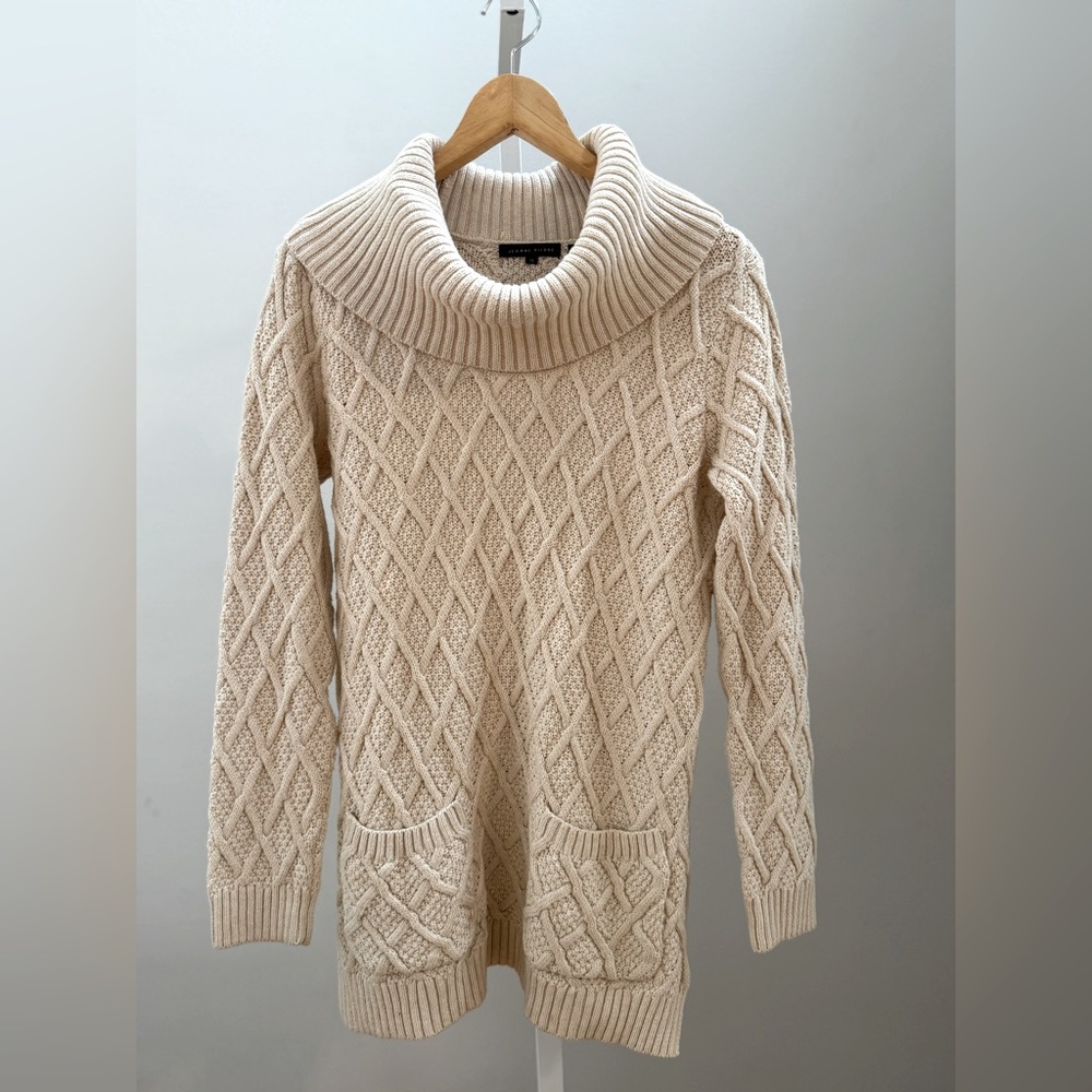 JEANNE PIERRE Textured Cream Long Cozy Sweater Size Medium